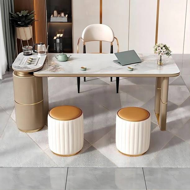 NG Decor Compact Writing Desk with Drawers for Small Spaces Solid Wood Study Table