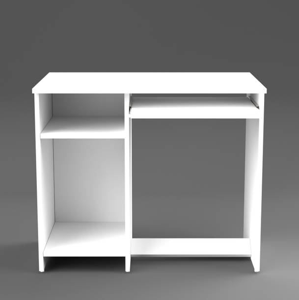 Divysa Study / Office Table with Keyboard Tray & Side Storage Shelves | Engineered Wood Office Table