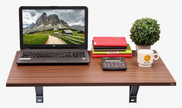 Madhuran Royal Wooden Folding Wall Mounted Study Cum Laptop Table 80x53 Cms Walnut Stand Holder Engineered Wood Study Table