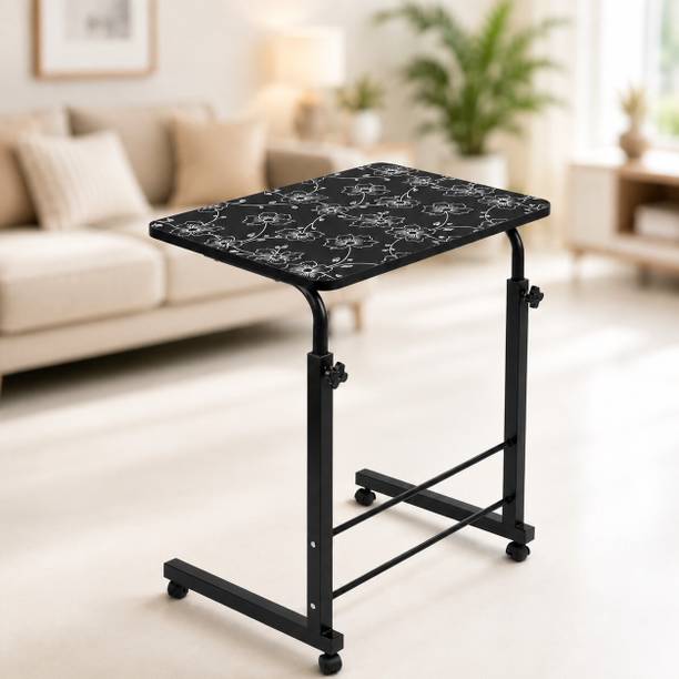 VIROVIA BLACK FLOWER|Rolling Laptop Desk with Adjustable Height |Study&Work Table Solid Wood Multipurpose Table