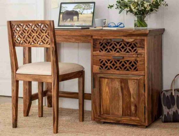 Wood Print Study table with Chair Solid Wood Study Table