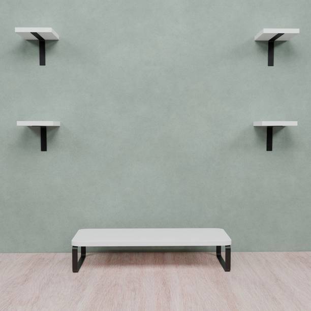 Flux flux Multi-Functional Monitor Stand & 4.1 Speaker Stand Combo(White) Metal Office Table