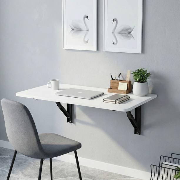 xoxl Wall Mounted Folding Table Foldable Study & Laptop Desk (31 x 19.5 Inch) White Wood Portable Laptop Table