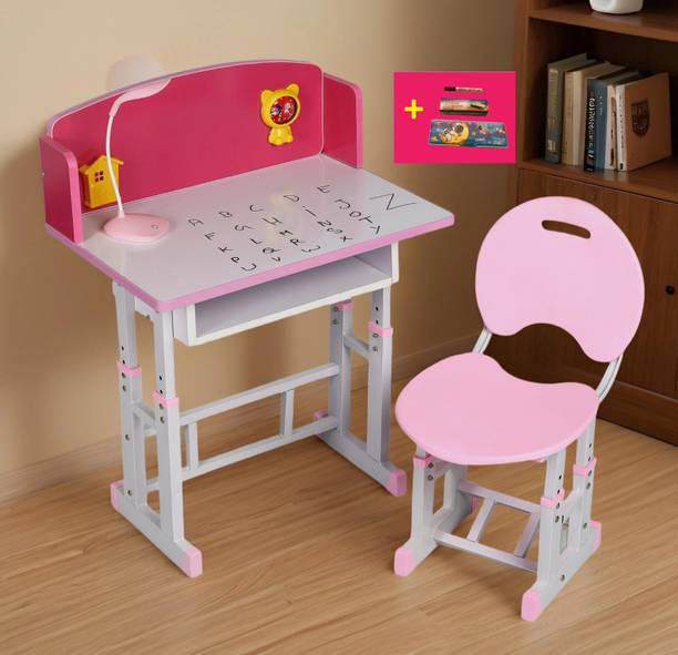 mlu Whiteboard table, LED Light lamp, Clock, Pen Holder, Marker, Duster Geometry Engineered Wood Study Table