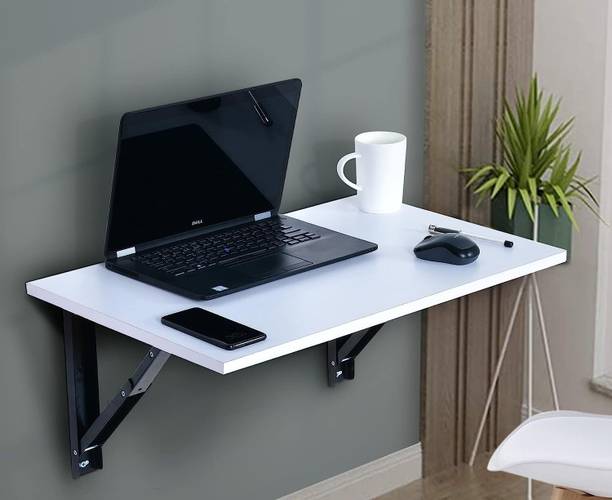 QARA Folding Wall Mounted Study Table /Office Table Stand/Laptop Table Foldable/Work Table for home Office (Matt White - 60 cm x 40cm ) Solid Wood Study Table