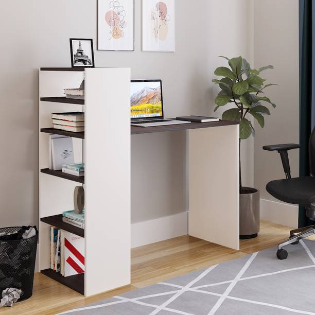 WOODWIDER Remi WFH Computer Table & Gaming Desk with Bookshelf, Engineered Wood Study Table