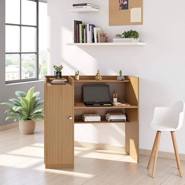 FURNEASER Florian Computer Office Table with BookShelf, WFH Workstation Desk, Engineered Wood Study Table