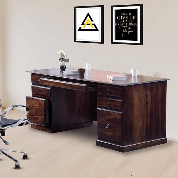 SONA ART & CRAFTS Wooden Study Table Big Size 6 Drawer Storage Desk for Home Office Computer Solid Wood Study Table
