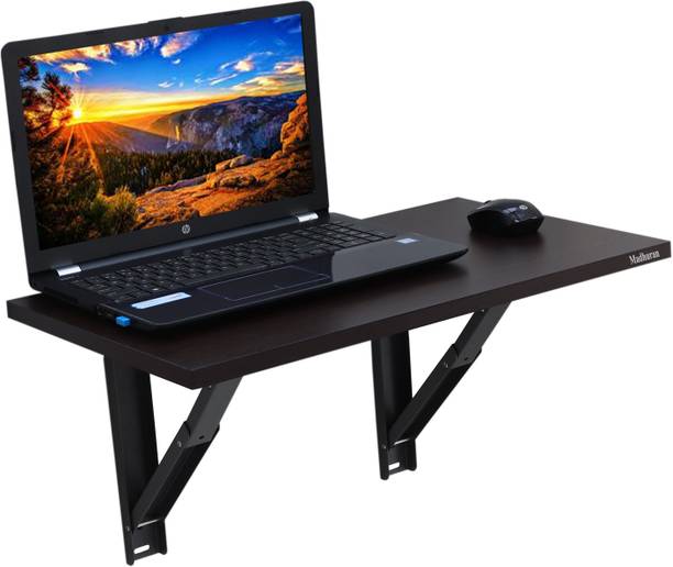 Madhuran Minielara Folding Wall Mounted Prelam Finshed Wooden Study Laptop with Foldable Bracket for Computer Office Table 60 cm x35 cm Stand Display Rack Prelaminated Finished Wenge Engineered Wood Study Table