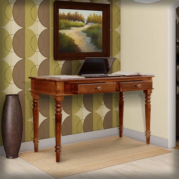 heer handicraft pure sheesham wood study table, computer table (Pre-Assembled), honey oak finish Solid Wood Office Table