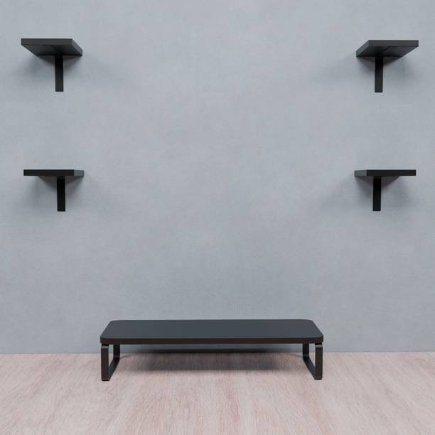 Flux flux Multi-Functional Monitor Stand & 4.1 Speaker Stand Combo(Black) Metal Office Table