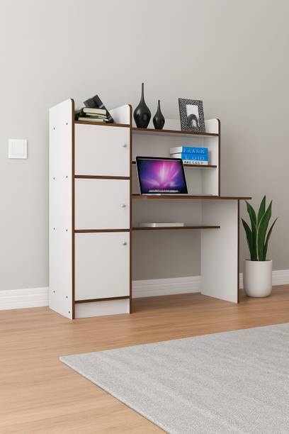 neuspace Phoenix 3 Door Computer Office Table with BookShelf Engineered Wood Study Table