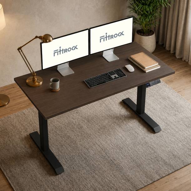 FittRock Dual Motor Height Adjustable Desk 1200x600mm | 4 Memory, 120kg, C-USB Engineered Wood Office Table