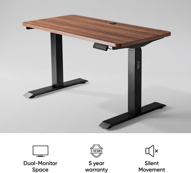Frido ErgoLuxe Electric Standing Desk For Office, Height Adjustable, 120kg Cap. | Wide Engineered Wood Office Table
