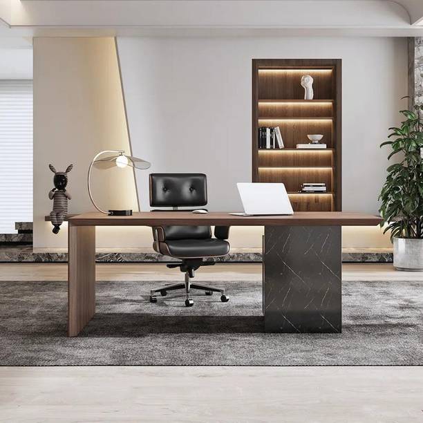 NG Decor 60" Modern Wooden Desk Home Office Desk with Filing Cabinet Engineered Wood Office Table