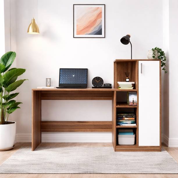 Flipkart Perfect Homes Multipurpose Portable Study Desk with Hutch Storage & Shelves for Home Office Engineered Wood Study Table