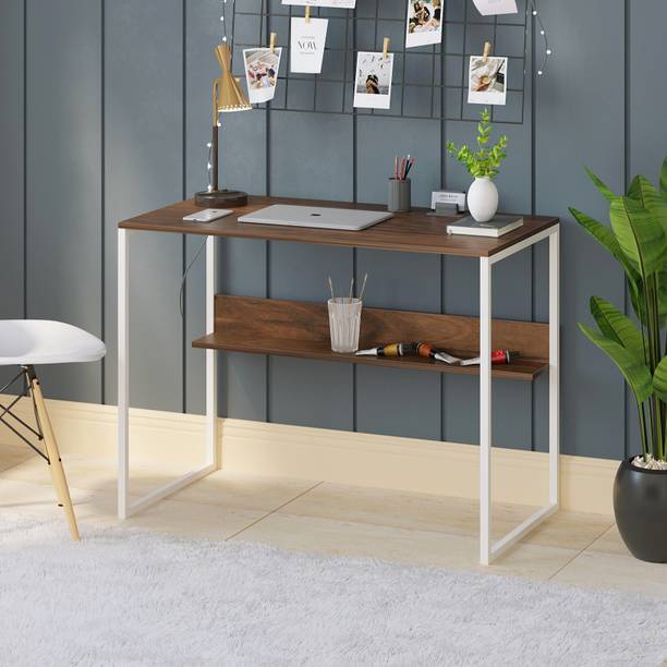 BLUEWUD Corbyn Solo Laptop Table for Home or Office, WFH Desk with Storage Shelve Engineered Wood Study Table