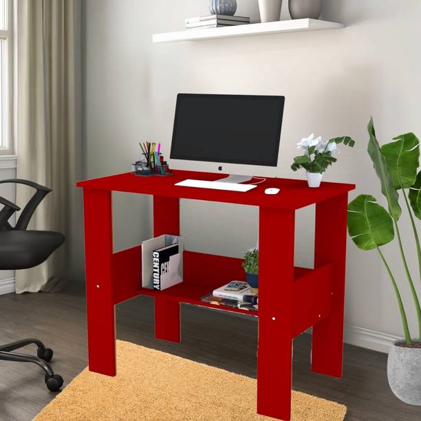 SPECIALITY PANELS Front Corner rounded Top, One Tier Shelve & Termites resistance Engineered Wood Office Table
