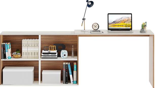 FURNEASER Maggen Computer Office Table with BookShelf, Workstation, Foldable Study Table, Engineered Wood Study Table
