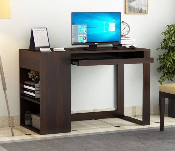 AMBICA WOODMART study table with storage, computer desk, wooden computer table, computer table Solid Wood Study Table
