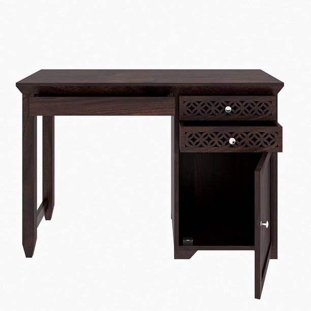 WOODSTAGE Solid Sheesham Wood Office Desk Computer Study Table with 3 Drawer and 1 Door Solid Wood Study Table