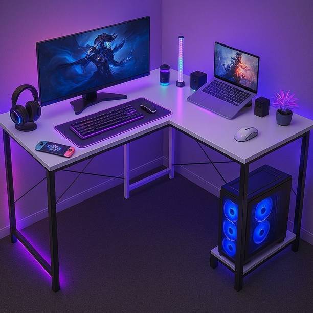 Callas Gaming Computer Table with Smooth and Surface | L-Shape Corner Desk | Engineered Wood Multipurpose Table