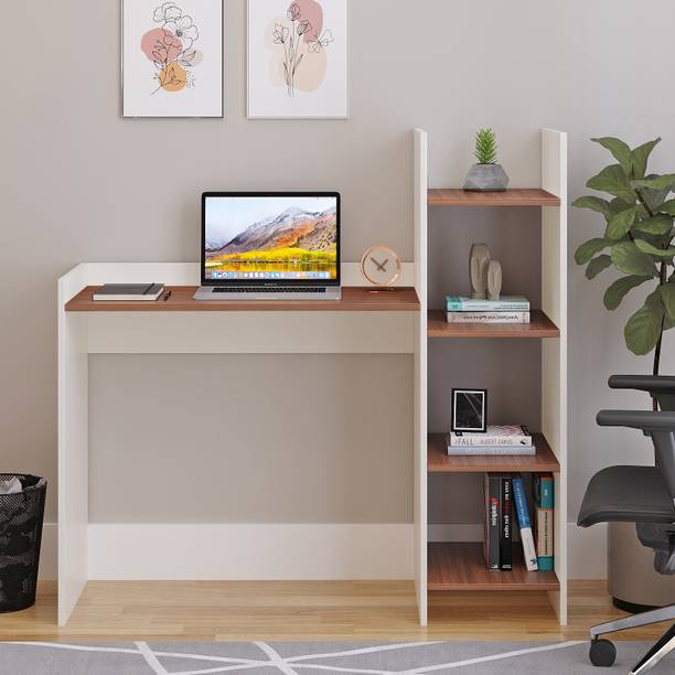 WOODWIDER Sarah WFH Computer Table & Gaming Desk with Bookshelf, Engineered Wood Study Table