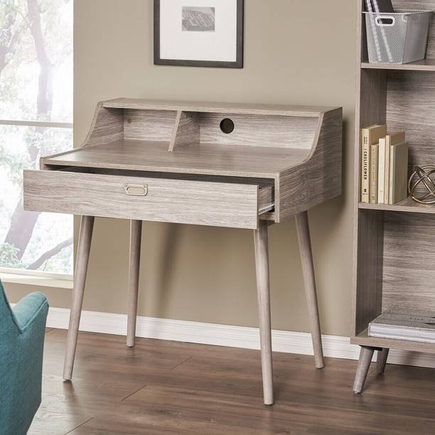 Furniva Aero Study Desk Modern Writing Table with Storage Drawer and Built in Hutch Engineered Wood Study Table