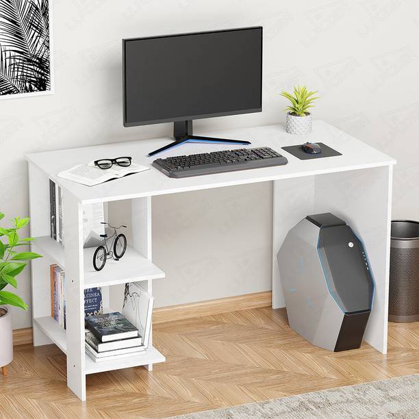 lukzer Office & Study Table (ST-007) White Engineered Wood Multipurpose Table