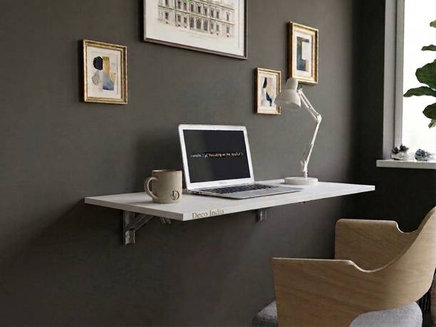 Deco India Wall Mounted Folding Study Table | Foldable Laptop Desk for Home & Office Engineered Wood Multipurpose Table