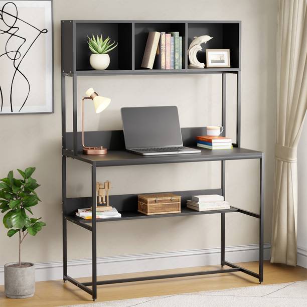 LUKZER Study Table with Bookshelf & Hutch (MST-011) Metal & Engineered Wood Multipurpose Table
