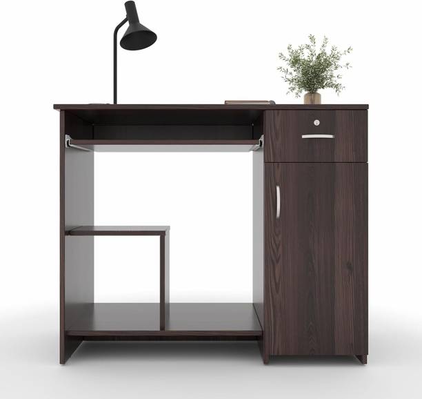 CREATIVE QUBE Engineered Wood Study &Office Table with Drawer, Cabinet Storage & Keyboard Tray Engineered Wood Office Table