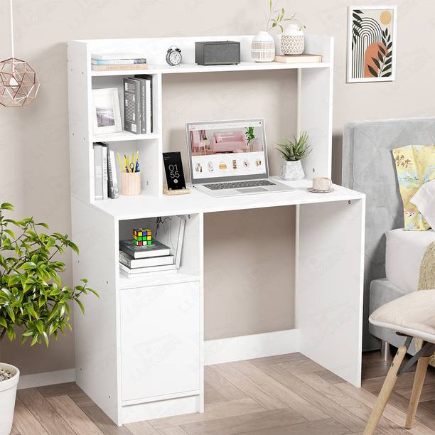 LUKZER Office & Study Table (ST-009) White Engineered Wood Multipurpose Table