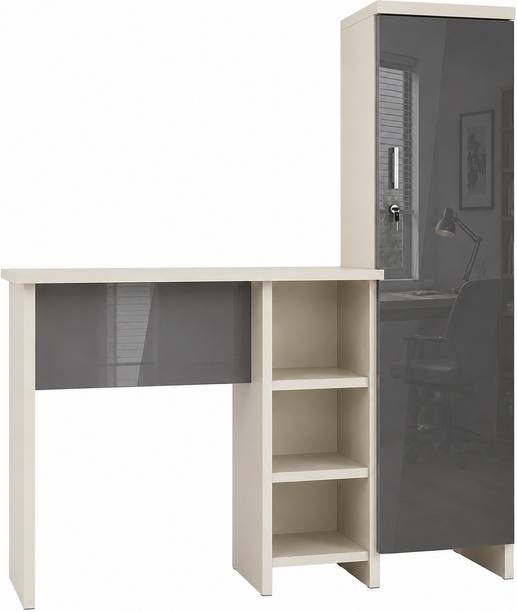 BLACKWOODS Modern Study Table Desk with Tall Storage Cabinet & Key Lock Engineered Wood Study Table