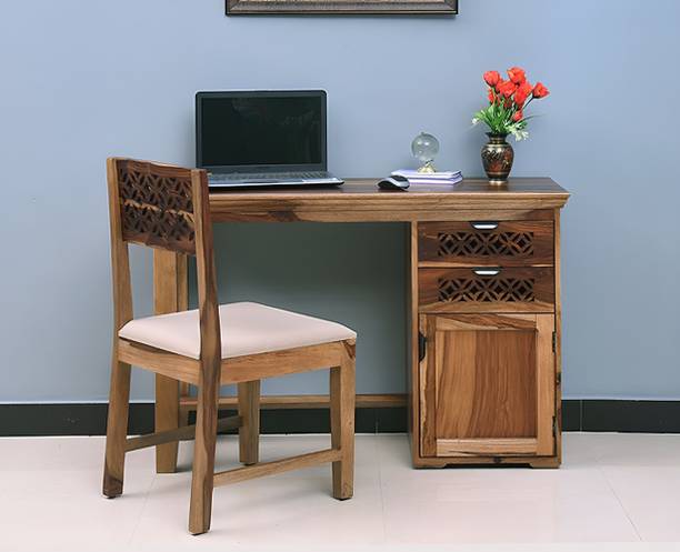 Floresta Wud Solid Wood Study Table | Wooden Office Table With Chair | Office Study Table | Solid Wood Study Table