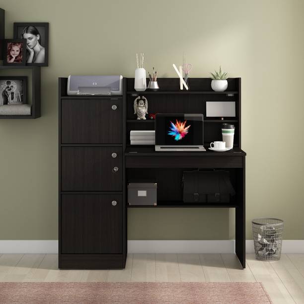 A GLOBIA CREATIONS Brook Study Table In Wenge Finish Engineered Wood Study Table