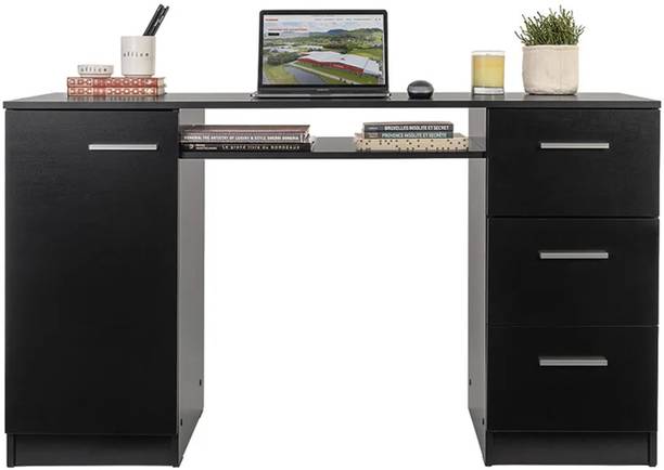MONTAGE Wooden Study Table with 3 Drawer 1 Open Shelf and 2 Close Storage Engineered Wood Multipurpose Table