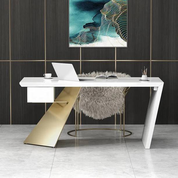 NG Decor Modern Rectangular Writing Desk Computer Desk with Side Cabinet & Drawers Engineered Wood Office Table