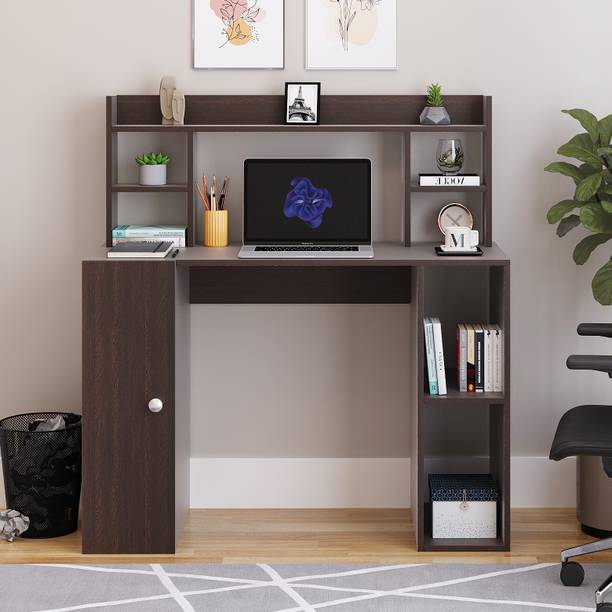 WOODWIDER Ximena WFH Computer Table & Gaming Desk with Door + Shelf, Engineered Wood Study Table