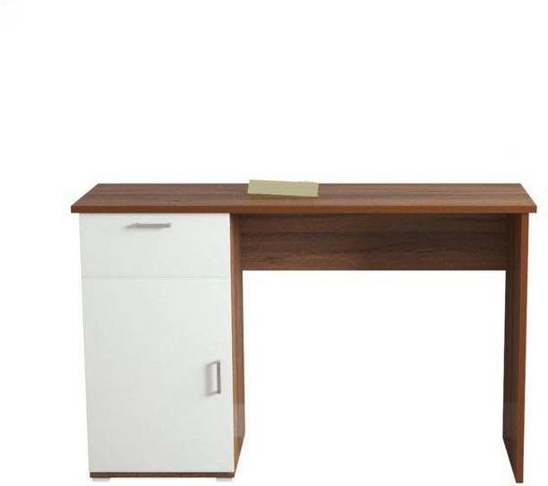 Floresta Wud Mira Study Table with Frosty White Drawer and Cabinet Engineered Wood Study Table
