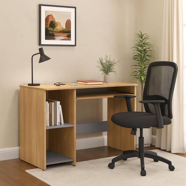 CREATIVE QUBE Study Table, Computer Laptop Table with Keyboard Tray for Home, Office, Gaming Engineered Wood Office Table