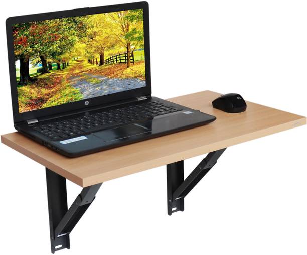 Captiver Minielara Folding Wall Mounted Table for Study Cum Laptop /Dining Tables with Storage Foldable Brackets Kitchen Breakfast Bed Old Man Work Station Engineered Wood Study Table