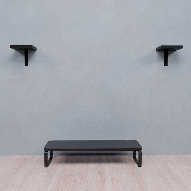 Flux Flux Multi-Functional Monitor Stand & 2.1 Speaker Stand Combo(Black) Engineered Wood Office Table