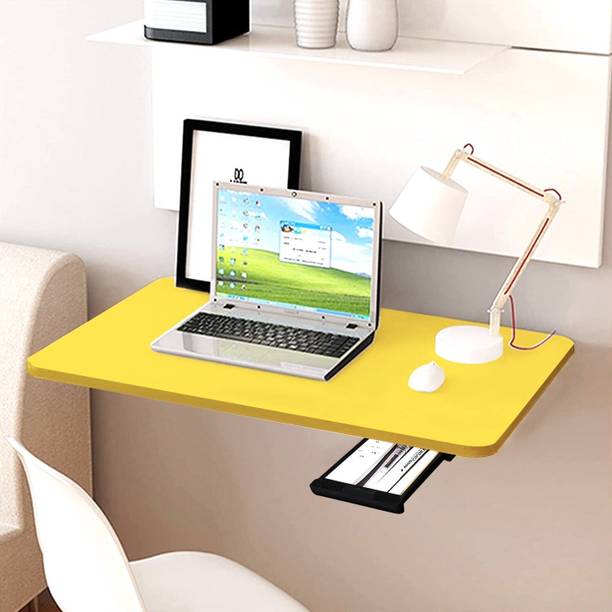 Torche Wall mounted Office Study table(24 inches X 16 inches) ,Office Table Stand/Laptop Table Foldable..(Yellow) Solid Wood Study Table