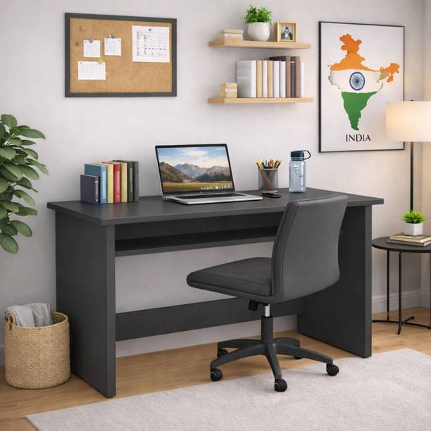 Flipkart Perfect Homes Modern Study Desk Arrangement with Books, Laptop and Décor Engineered Wood Multipurpose Table