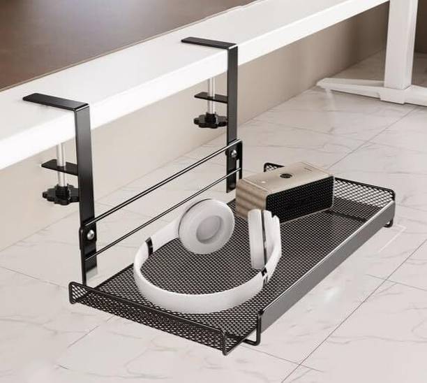 GEO FASHION 1 PCS Under Desk Cable Management Tray, No Drill Steel Desk Cable Organizers, Metal Office Table