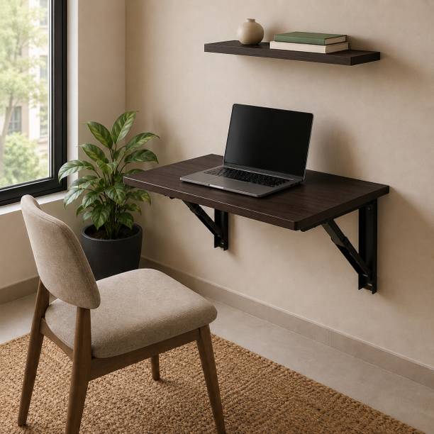Malbro Foldable-Wall Mounted Table Wooden Study Desk 60x40 cm Space Saving Shelf Engineered Wood Study Table