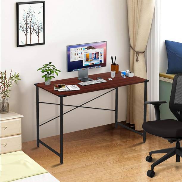 wow craft Study Table for Home | Computer Desk Brown with Black Legs | 91x60x77 cm Engineered Wood Study Table
