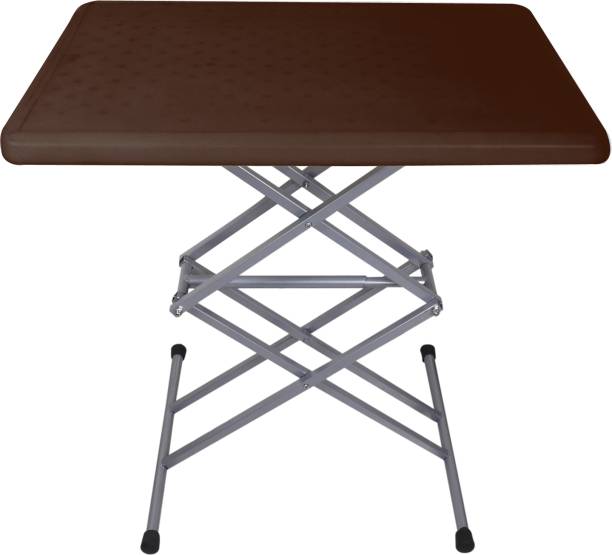 CIPLA PLAST Scissor Height-Adjustable Multi Purpose Plastic Top Folding Table (BROWN) Plastic Study Table