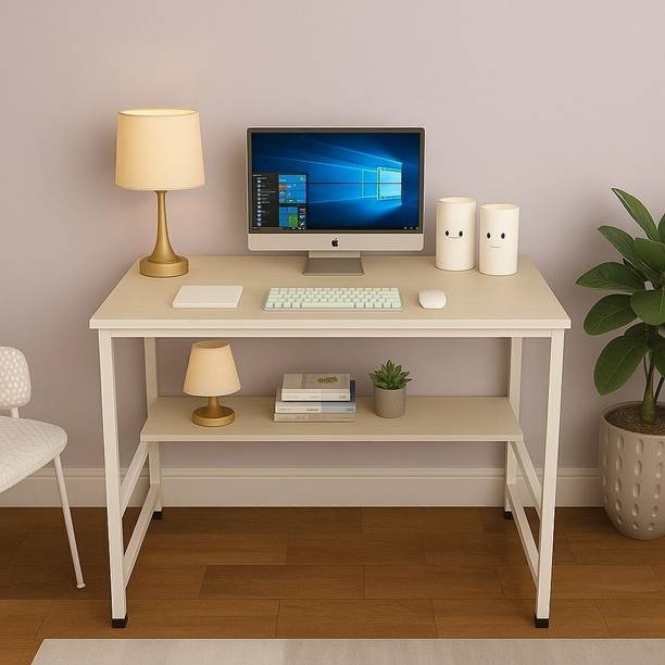 House Of Akasha Study Table with Shelf Computer Workstation Desk with Shelf Gaming Concept Desk Engineered Wood Multipurpose Table